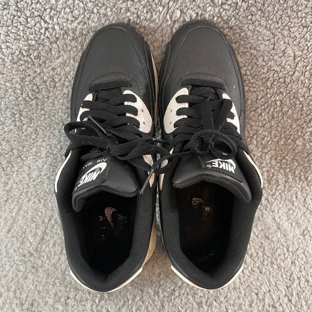VTG 2008 Nike Air Max 90 Mens 8.5 Black White Leather Retro Shoes 309299-994 - Picture 9 of 9